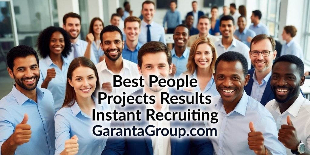 Garanta Instant Recruiting – Best People Projects Results
Garanta focuses on recruiting the best people for most fields and providing the best services based on your needs, business priorities and special projects.
Your business or special project needs people as soon as possible, not weeks or months later.
People need a decision as soon as possible, they don't want to wait weeks or months, and everything can be done quickly because you don't have to sign a contract with each person, we’ll pay each person.
5000 selected people available immediately